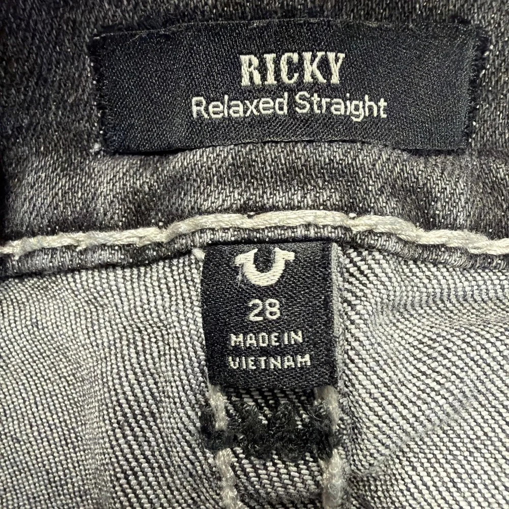 True Religion Ricky Jeans Size 28 Black Relaxed Straight